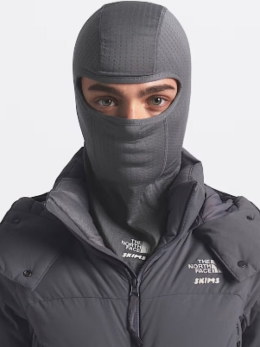 NEW Skims x The North Face TNF Dotknit Balaclava Face Mask Hat Gunmetal S/M NWT